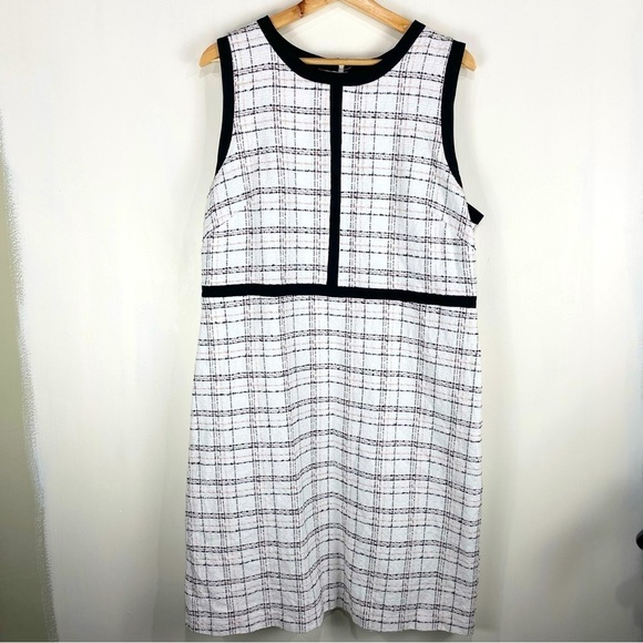 Liz Claiborne Tweed Plaid Window Pane Sleeveless Tank Top Midi Dress Size 16 - Picture 1 of 6
